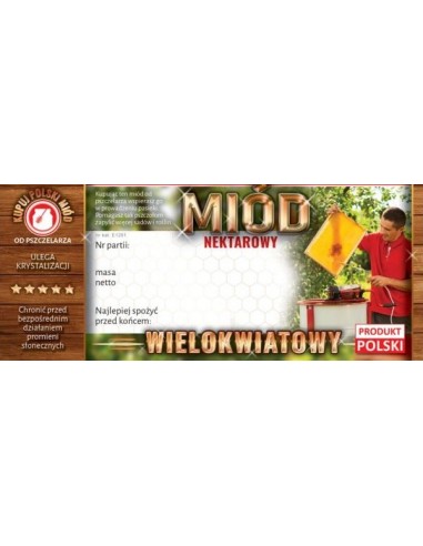 ETYKIETY NA MIÓD WIELOKWIATOWY 116X50 – 100 SZT.