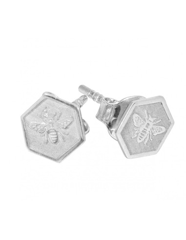 KOLCZYKI - PSZCZOŁA NA HEKSAGONIE - SREBRO...