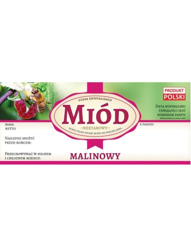 ETYKIETY NA MIÓD MALINOWY 116X50 – 100 SZT.