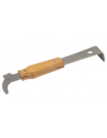 DŁUTO PASIECZNE NIERDZEWNE Z HAKIEM - W OPRAWIE DREWNIANEJ