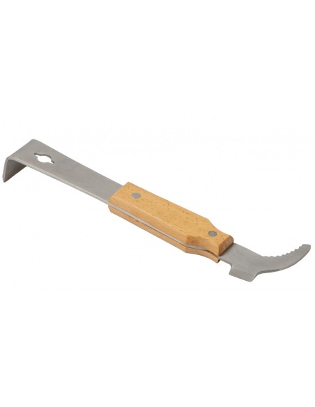 DŁUTO PASIECZNE NIERDZEWNE Z HAKIEM - W OPRAWIE DREWNIANEJ