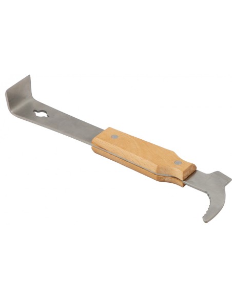 DŁUTO PASIECZNE NIERDZEWNE Z HAKIEM - W OPRAWIE DREWNIANEJ