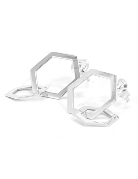 KOLCZYKI - HEXAGON ZAPLECIONY - SREBRO