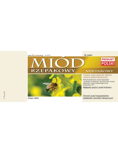 ETYKIETY NA MIÓD RZEPAKOWY 116X50 – 100 SZT.