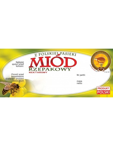 ETYKIETY NA MIÓD RZEPAKOWY 116X50 – 100 SZT.