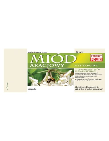 ETYKIETY NA MIÓD AKACJOWY 116X50  – 100 SZT.