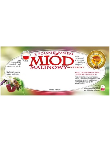 ETYKIETY NA MIÓD MALINOWY 116X50 – 100 SZT.