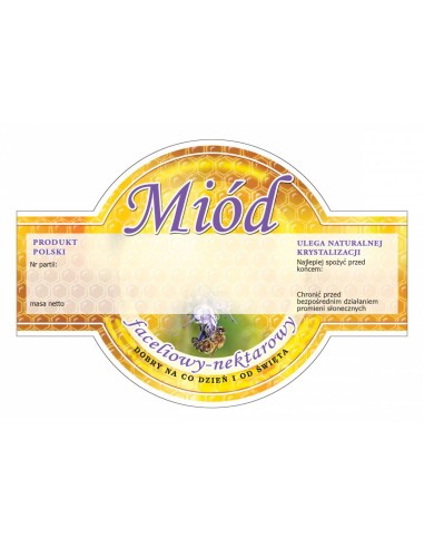 ETYKIETY OKRĄGŁE NA MIÓD FACELIOWY 125X86 – 100...