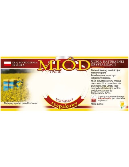 ETYKIETY NA MIÓD RZEPAKOWY 116X50 – 100 SZT.