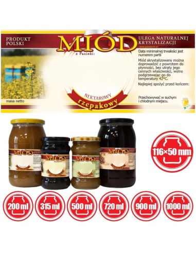 ETYKIETY NA MIÓD RZEPAKOWY 116X50 – 100 SZT.