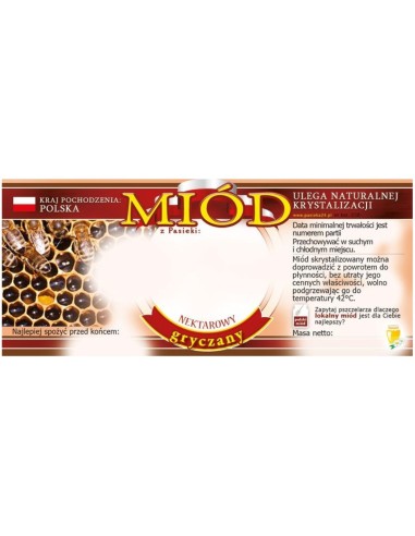 ETYKIETY NA MIÓD GRYCZANY 116X50 – 100 SZT.