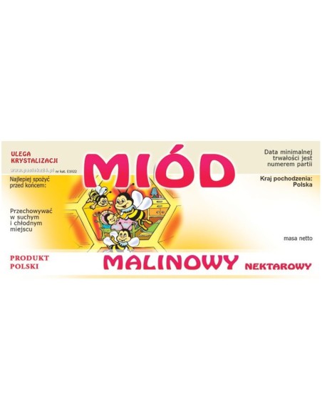 ETYKIETY NA MIÓD MALINOWY 116X50 – 100 SZT.