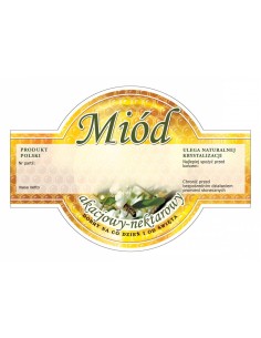 ETYKIETY OKRĄGŁE NA MIÓD AKACJOWY NEKTAROWY  125X86 – 100...