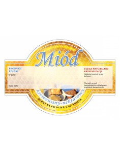 ETYKIETY OKRĄGŁE NA MIÓD KREMOWANY 125X86 – 100 SZT.