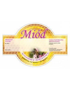 ETYKIETY OKRĄGŁE NA MIÓD WRZOSOWY 125X86 – 100 SZT.