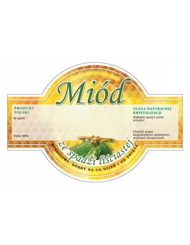 ETYKIETY OKRĄGŁE NA MIÓD ZE SPADZI LIŚCIASTEJ...