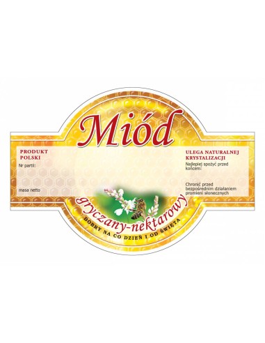 ETYKIETY OKRĄGŁE NA MIÓD GRYCZANY NEKTAROWY...