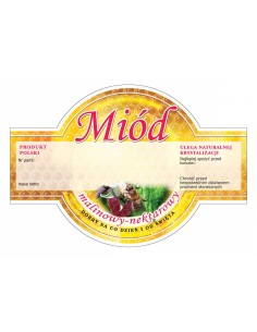 ETYKIETY OKRĄGŁE NA MIÓD MALINOWY 125X86 – 100 SZT.