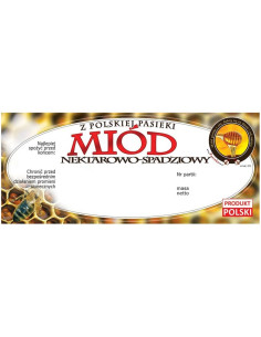ETYKIETY NA MIÓD NEKTAROWO-SPADZIOWY 116X50 – 100 SZT.