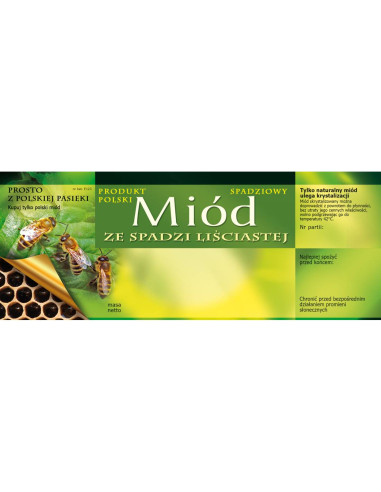 ETYKIETY NA MIÓD ZE SPADZI LIŚCIASTEJ 154X60...