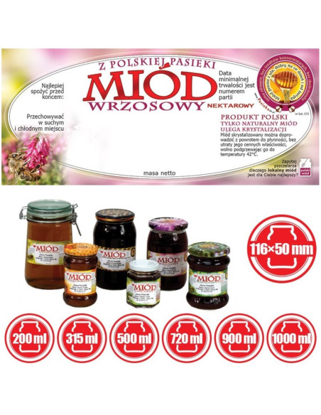 ETYKIETY NA MIÓD WRZOSOWY 116X50 – 100 SZT.