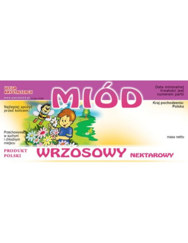 ETYKIETY NA MIÓD WRZOSOWY 116X50 – 100 SZT.