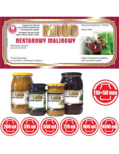 ETYKIETY NA MIÓD NEKTAROWY MALINOWY 116x50 – 100 SZT.