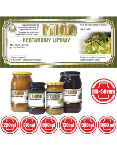 ETYKIETY NA MIÓD NEKTAROWY LIPOWY 116x50 – 100...