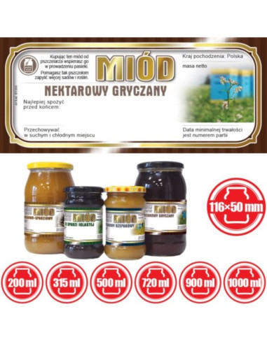 ETYKIETY NA MIÓD NEKTAROWY GRYCZANY 116x50 –...