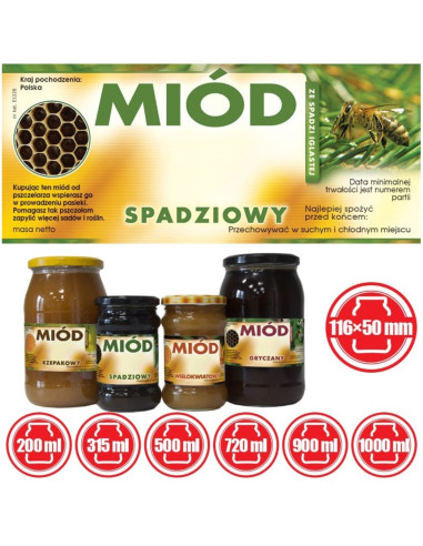 ETYKIETY NA MIÓD SPADZI IGLASTEJ 116x50 – 100 SZT.