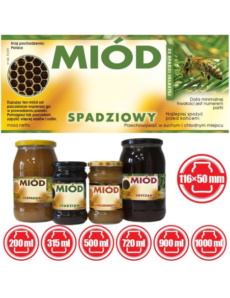 ETYKIETY NA MIÓD SPADZI IGLASTEJ 116x50 – 100 SZT.
