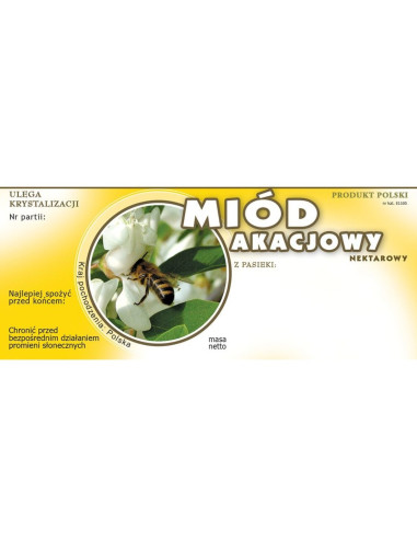 ETYKIETY NA MIÓD AKACJOWY 116x50 – 100 SZT.