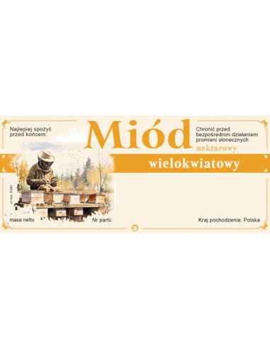 ETYKIETY NA MIÓD WIELOKWIATOWY 116X50 – 100 SZT.