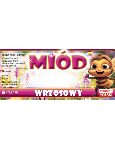 ETYKIETY NA MIÓD WRZOSOWY116X50 – 100 SZT.