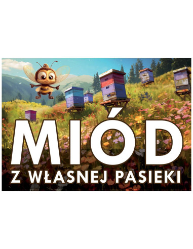 TABLICA REKLAMOWA - "MIÓD Z WŁASNEJ PASIEKI" - XL