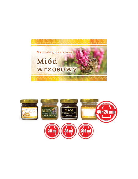 ETYKIETY MAŁE (MIÓD WRZOSOWY) 45X25 – 100 SZT.