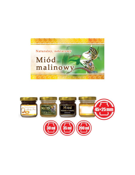 ETYKIETY MAŁE (MIÓD MALIONOWY) 45X25 – 100 SZT.