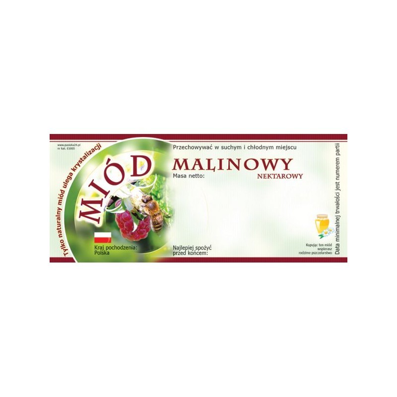 ETYKIETY NA MIÓD MALINOWY – 100 SZT.