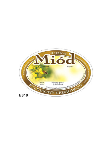 ETYKIETY OWALNE NA MIÓD KREMOWANY RZEPAKOWY...