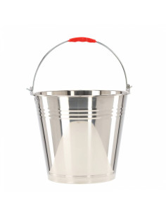 Wiadro Nierdzewne 14L z Czerwoną Rączką