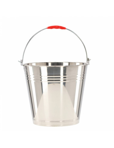 Wiadro Nierdzewne 10L z Czerwoną Rączką