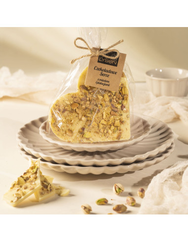Czekolada Biała Serce z Miodem i Pistacjami 85g
