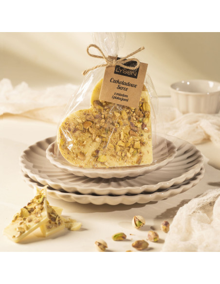 Czekolada Biała Serce z Miodem i Pistacjami 85g