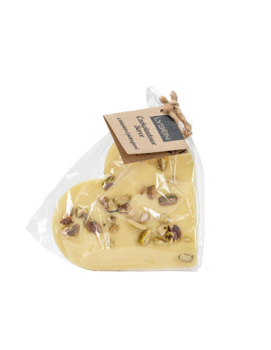 Czekolada Biała Serce z Miodem i Pistacjami 85g