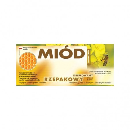 ETYKIETY NA MIÓD RZEPAKOWY KREMOWANY 116x50 – 100 SZT.