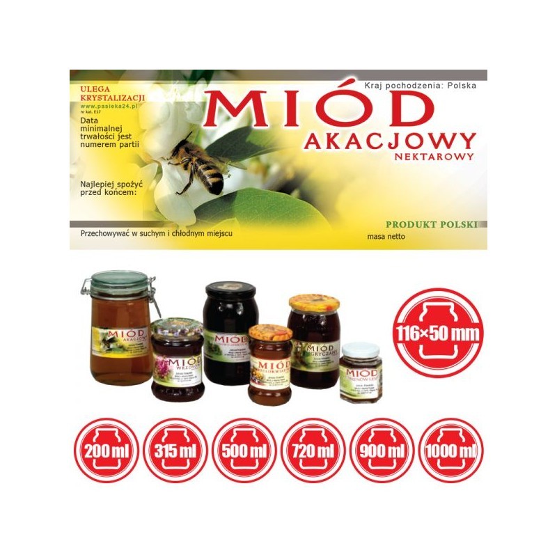 ETYKIETY NA MIÓD AKACJOWY NEKTAROWY 116x50 –...