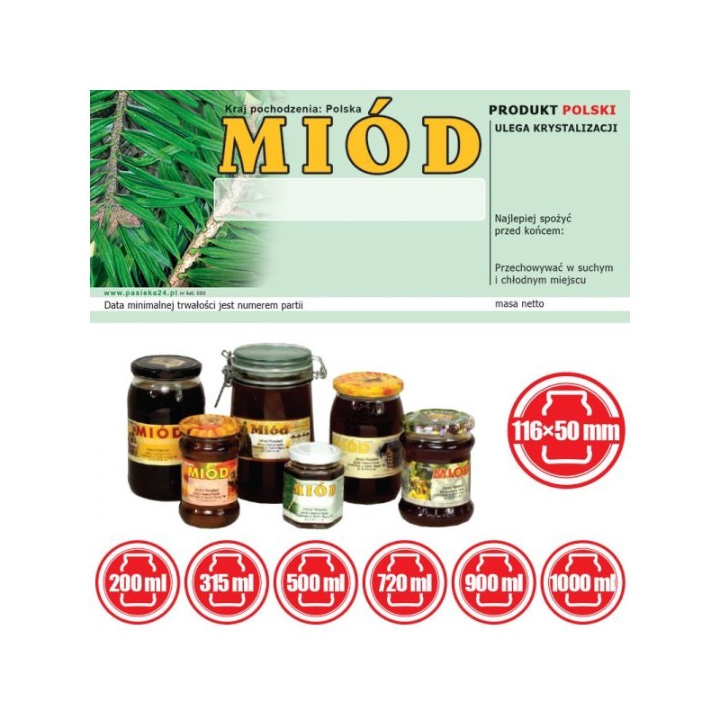 ETYKIETY NA MIÓD UNIWERSALNE 116x50 – 100 SZT.