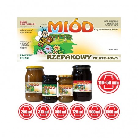 ETYKIETY NA MIÓD RZEPAKOWY NEKTAROWY 116x50 – 100 SZT.