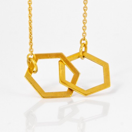 NASZYJNIK - HEXAGON - SREBRO ZŁOCONE