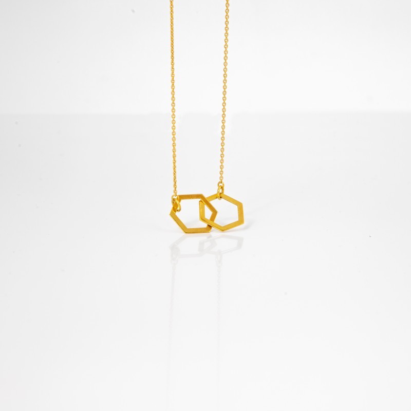 NASZYJNIK - HEXAGON - SREBRO ZŁOCONE